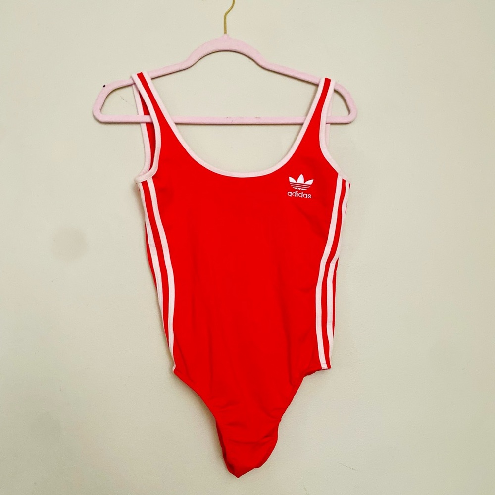 Red Adidas One piece low cut body suite // Size: Large //
